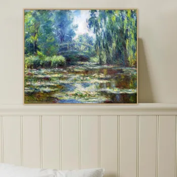 

Water Lillies in Monets Garden Claude Monet Famous Old Impressionist Artist Original Canvas Painting Print Home and Wall Art