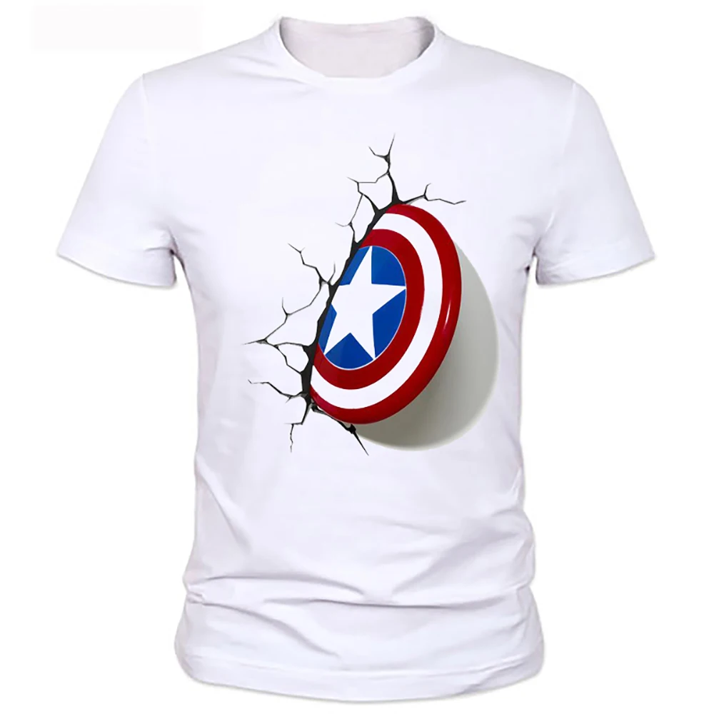 2016 Captain America 3D Shield T font b Shirt b font New font b Men b