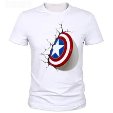 2016 Captain America 3D Shield T font b Shirt b font New font b Men b
