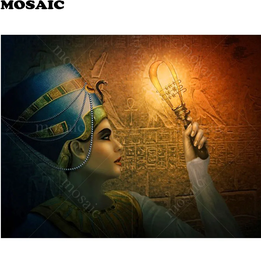 

Full,square,Diamond Embroidery,Egypt Pyramid Nefertiti Queen torch art,5d diy Diamond Painting Cross-Stitch Mosaic pictures B398