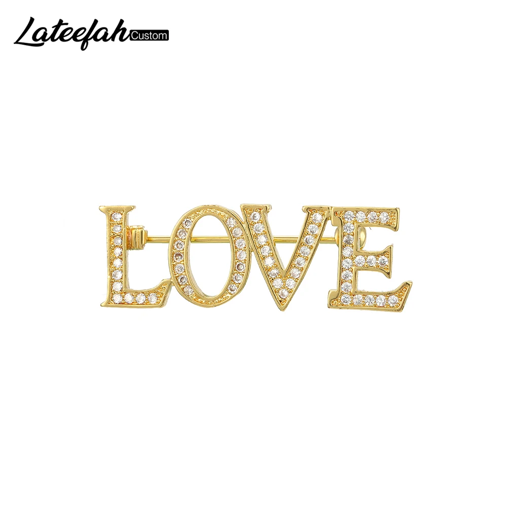 Lateefah Personality Word Brooch Pins Crystal Handmade Custom Name Lapel Pins/Badges Unique Jewelry Gift Hair Accessories