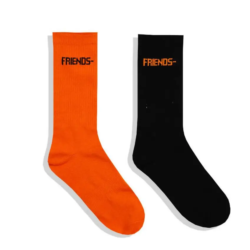 Tide V Черный Оранжевый V Европа и США уличные хип-хоп носки модные носки без пятки с буквами