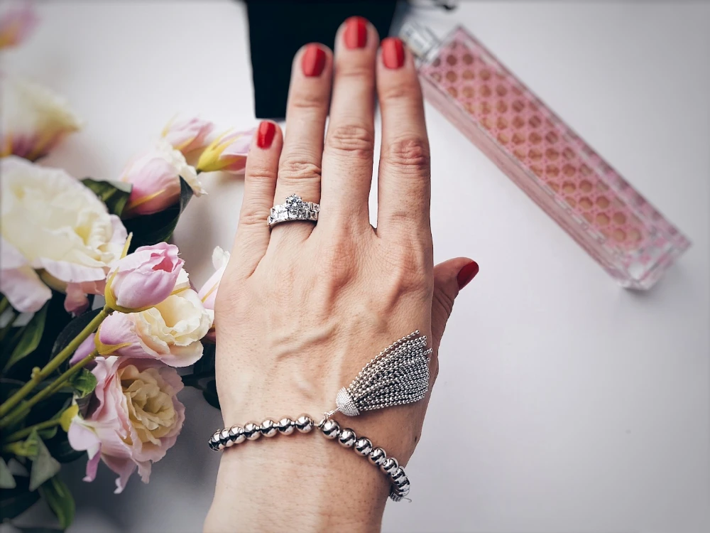 UMODE Fashion Designable Adjustable White Gold Color Tassel Elastic Beaded Bracelet Jewelry for Women Pulseira Feminina UB0083B