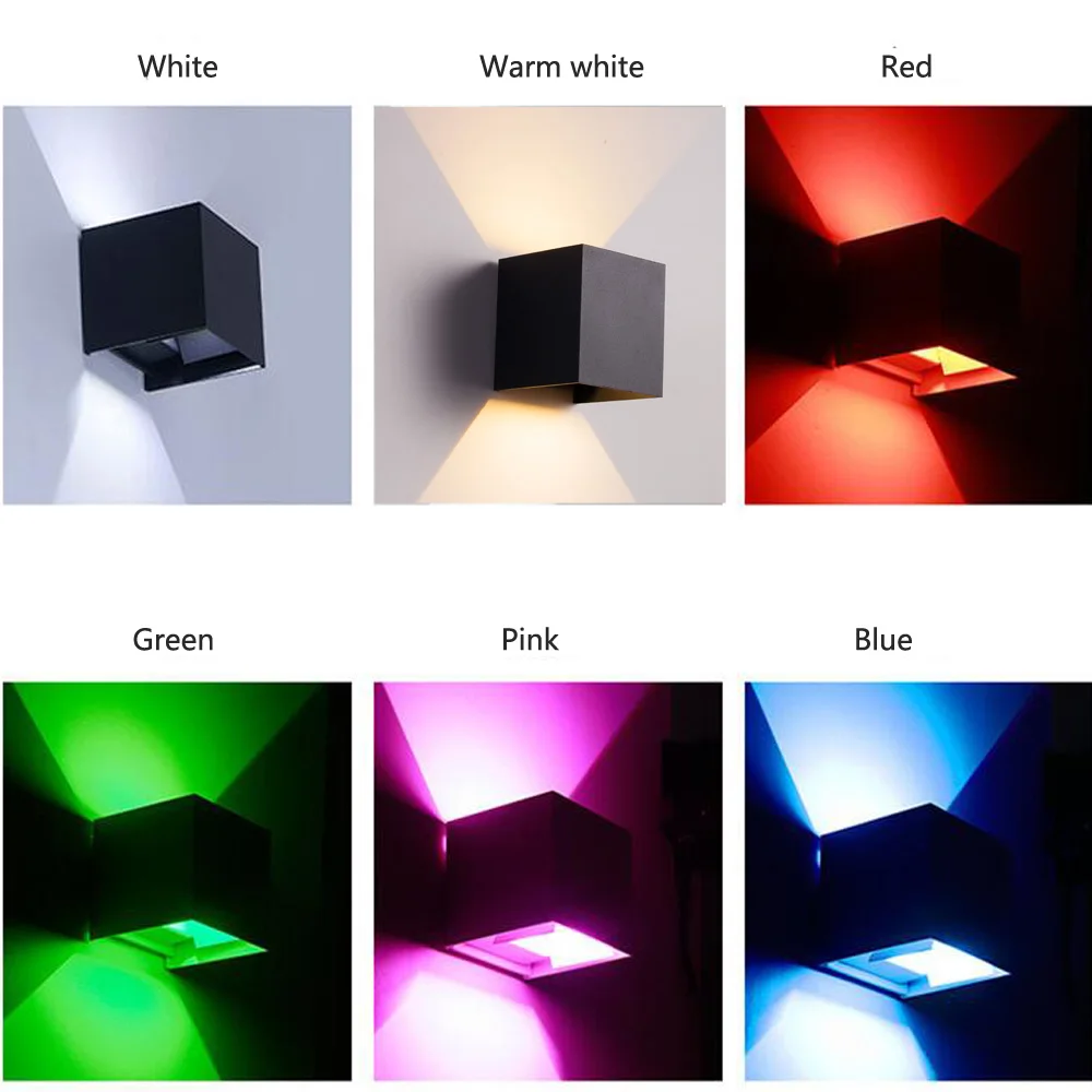 Cube Adjustable LED Wall Light indoor Outdoor Waterproof IP65 cool warm white red blue green pink Wall Lamps Porch Garden Lamp