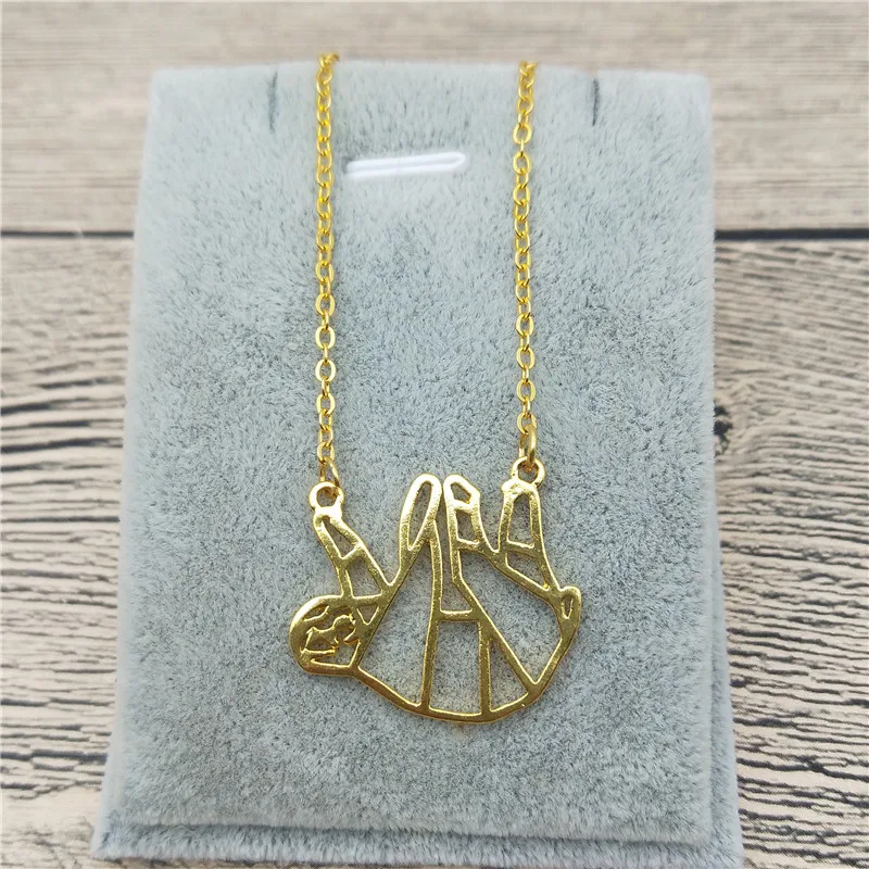 New Origami Sloth Necklace Trendy Style Pendant Gold Color Silver Pet Jewellery Women Charm Jewelery | Украшения и аксессуары