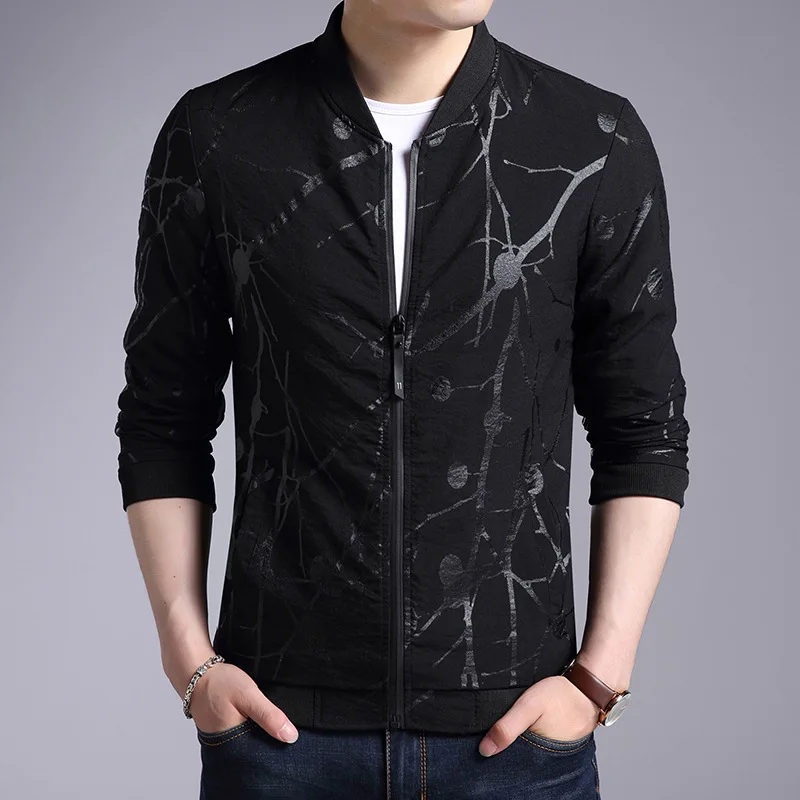 Zipper Manteau Impression Mode L'automne Nouveaux De Veste Jeunes Slim 2017 À Élégant Version Col Hommes 0T4qx