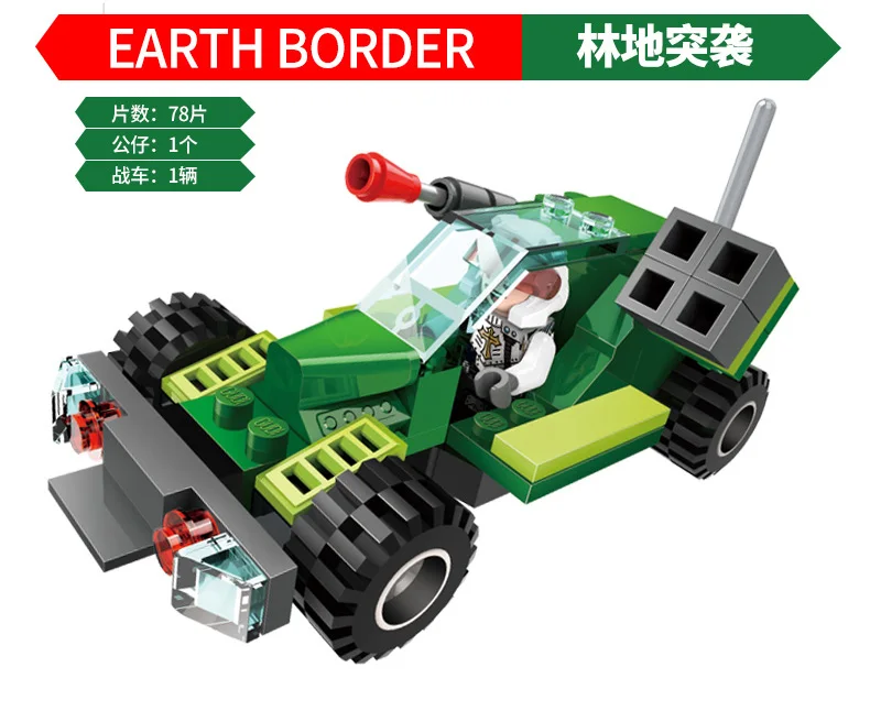 

GUDI Earth Border Series woodland assault Jungle hunting assault vehicles Building Blocks bricks Toys gifts For kids 8206B
