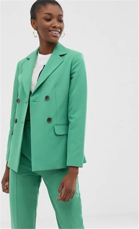 

Mint Notch Lapel Business Pant Suits for Women Plus Size Ladies Pantsuit Blazer+Pants for Work Pantsuit for Wedding Party