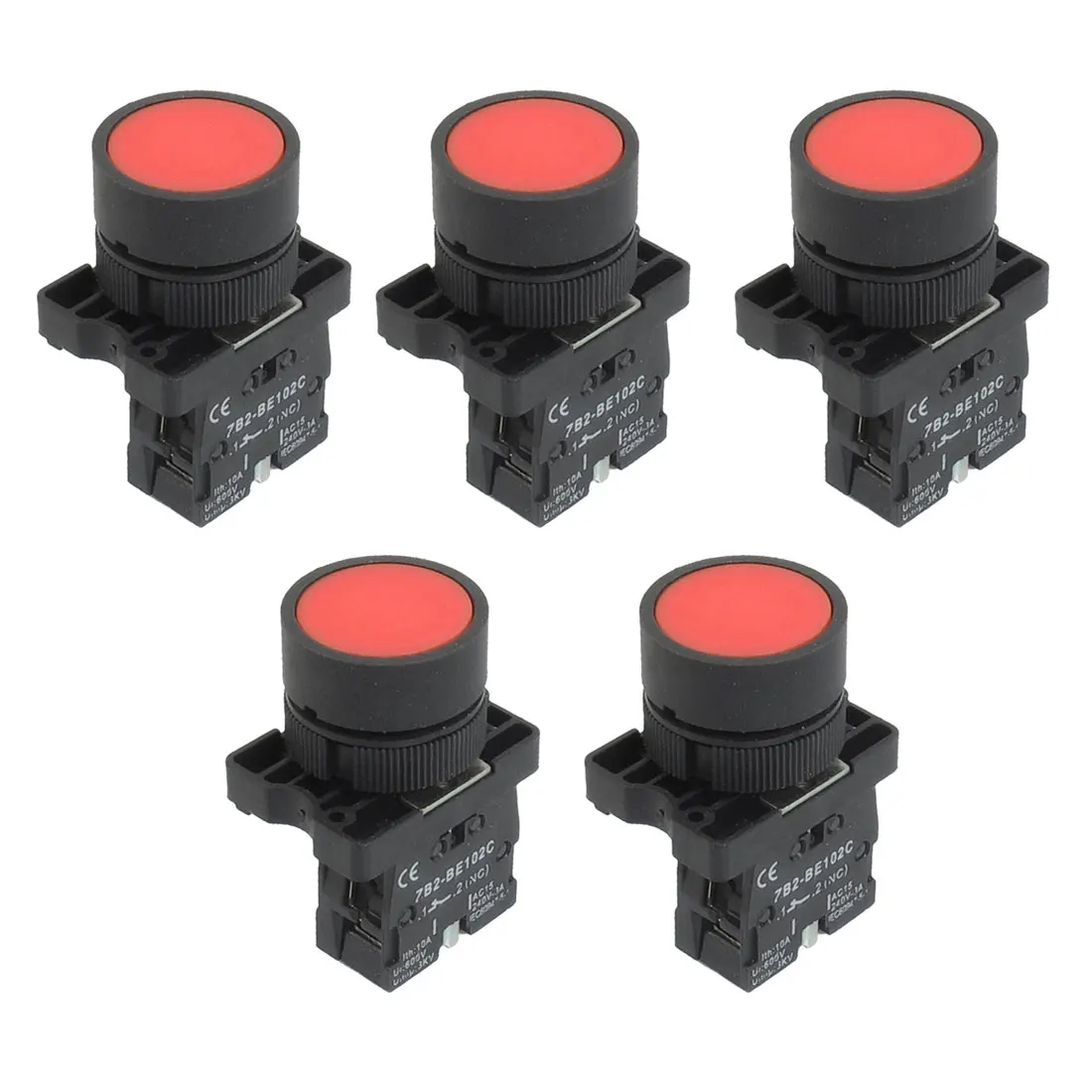 

UXCELL 5 X 22Mm 1 Nc N/C Red Sign Momentary Push Button Switch 600V 10A Zb2-Ea42 momentary