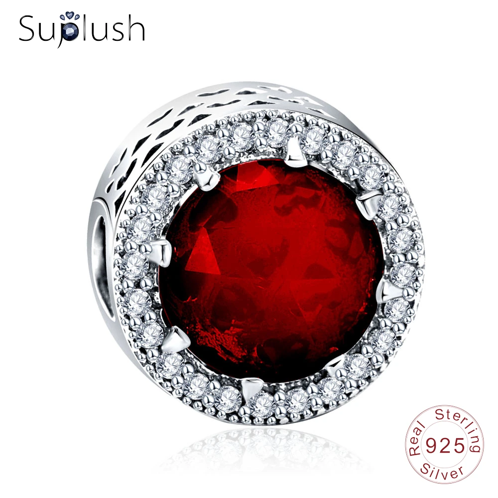 Suplush 925 пробы Серебряный Шарм Кристалл Сияющие Шарм в виде сердец бусины подходят оригинальные очаровательные брендовые браслеты модные ювелирные изделия