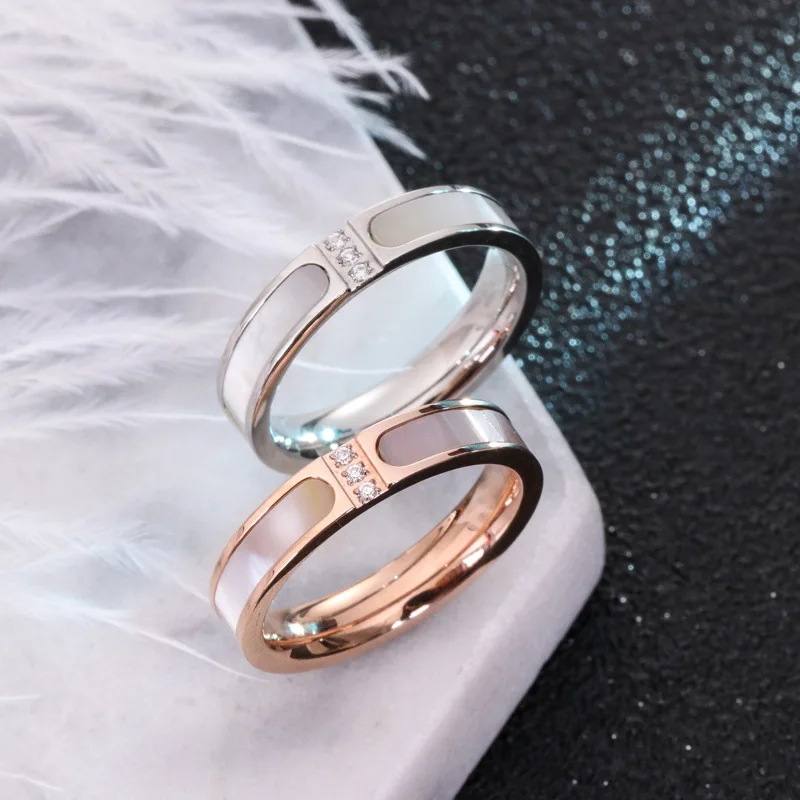 Martick, высокое качество, 316L, нержавеющая сталь, розовое золото, кольцо с кристаллом, белая оболочка, серебряное кольцо, модное ювелирное изделие, размер 5-9 R4