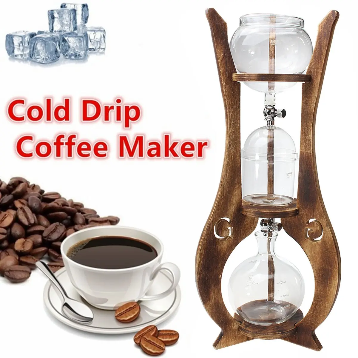 600ml 6 Cups Glass Cold Drip Iced Coffee Maker Brew Dutch Machine