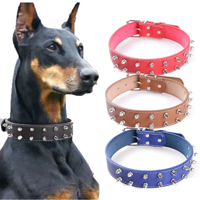 Big Dog Collar Spike Genuine Leather Dog Collars German Shepherd Dog