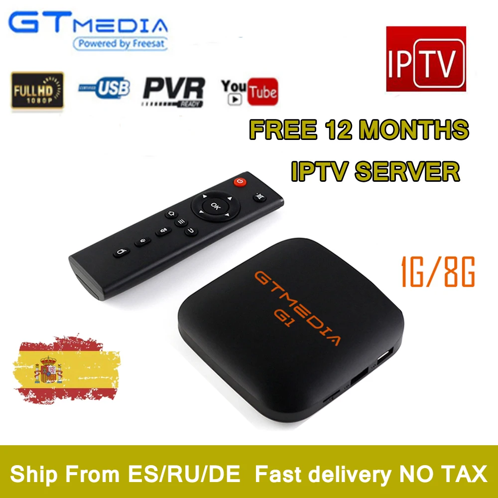 

GTMEDIA G1 Android 7.1.2+FREE 12months IPTV DE Server Amlogic S905W Quad Core Media Player Android TV Box 4K HD OS Smart TV Box