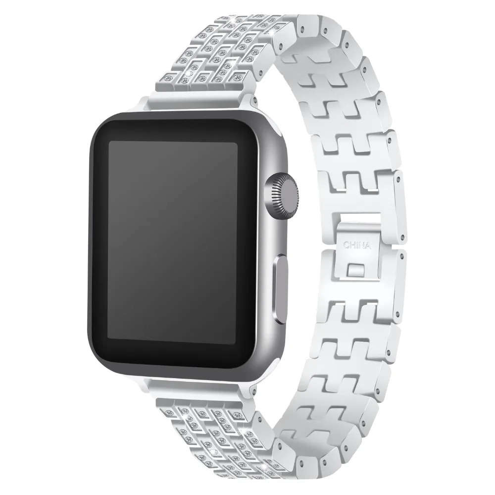 

Oulucci Stainless Steel Strap For Apple Watch Band Rhinestone 38mm/42mm Smart Watch Metal Band for iWatch Series 3 2 1