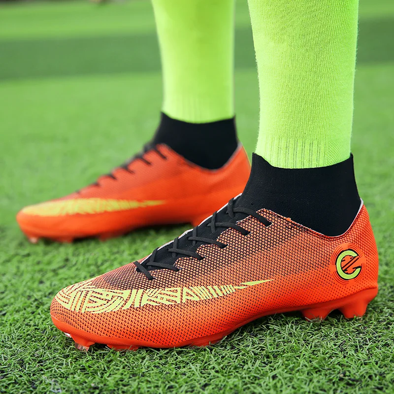 sufei Professional Football Boots Turf & FG Men Soccer Shoes Superfly Futsal Long Spikes Athletic Kids Cleats chuteira futebol