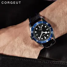 Corgeut люксовый бренд Schwarz Bay Мужские автоматические механические часы Военные Спортивные часы для плаванья кожаные механические наручные часы