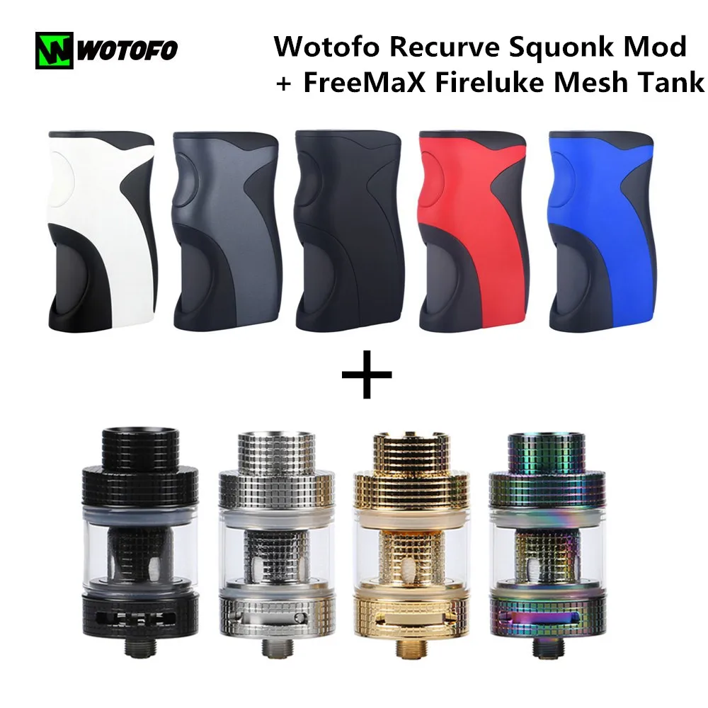 

Original Wotofo Recurve Squonk Mod Kit & FreeMaX Fireluke Mesh Tank 3ml fit 18650 20650 20700 21700 Vape electronic cigarette