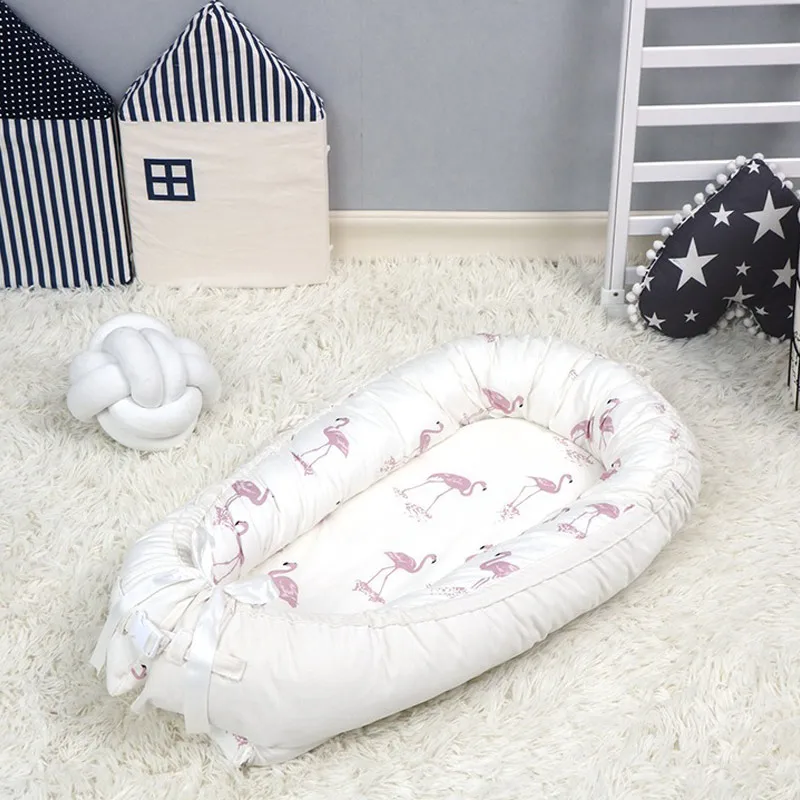 Хлопковая утолщенная детская кроватка в кровать для новорожденных, устойчивая к разбиванию Съемная стирка сплошной цвет BY3060