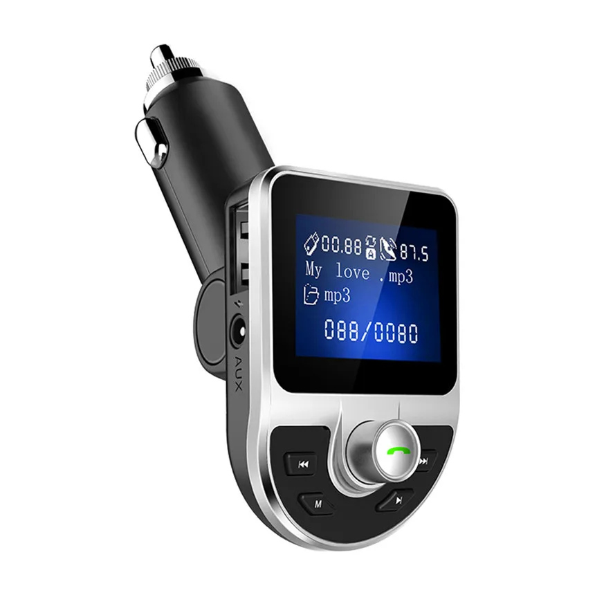 Wireless FM Transmitter Aux Modulator Bluetooth Handsfree Car Kit Car Audio MP3 Player with 3.1A Quick Charge Dual USB Car Charger (2)