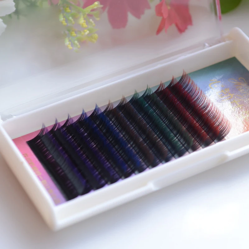 

Colorful Flash Eyelash Extension Rainbow Natural Long Gradient False Individual Eye Lash Makeup Artificial Fake False Eyelashes