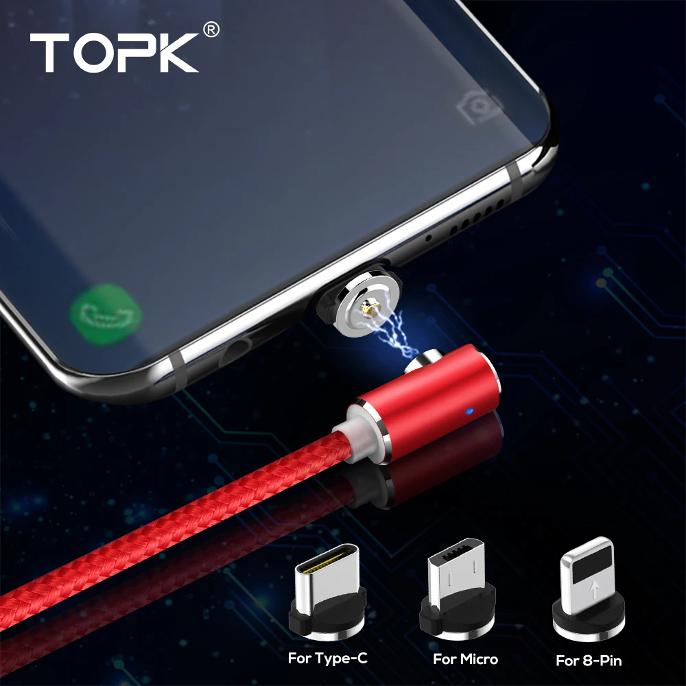

TOPK AM51 Magnetic USB Cable for iPhone Charger Micro Usb Type C for Samsung Galaxy S9 S8 Plus Note USB C Charger Cable
