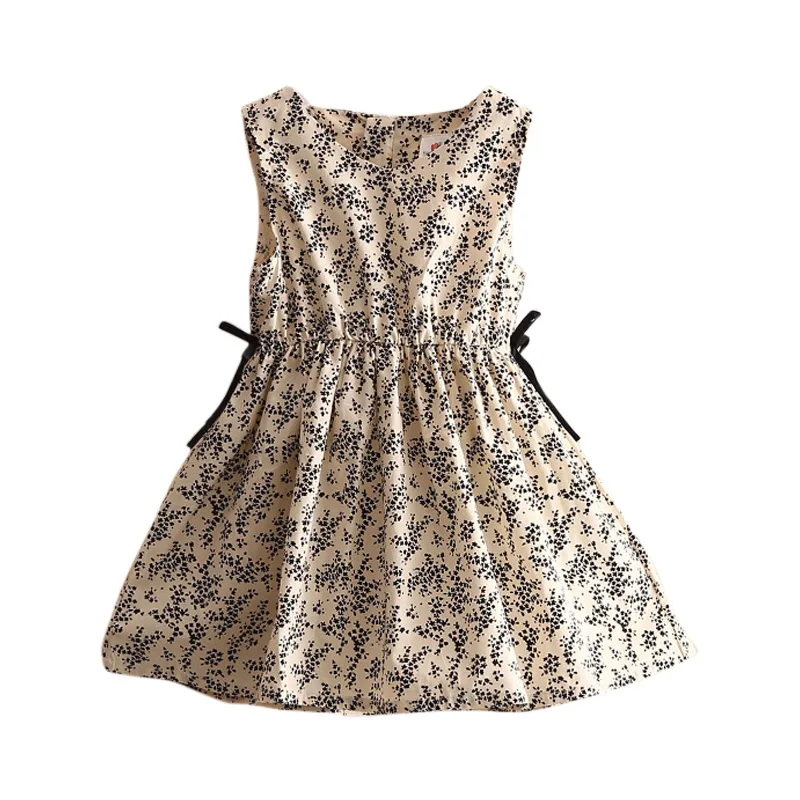 Summer 4-12 Years Children's Birthday Elegant Princess Cute Full Floral Print Kids Sundress Tank Girls Dress 10 To 12 Years - Цвет: Хаки