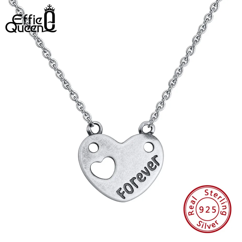 

Effie Queen Silver 925 Vintage Women Necklaces Heart Pendant With Letter Forever Sterling Silver Jewelry Collar Mujer 2019 BN144