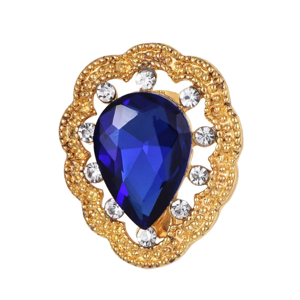 

Vintage Style Water Drop Blue Crystals Rhinestone Brooch 1 Piece Women Accessories Flower Pins