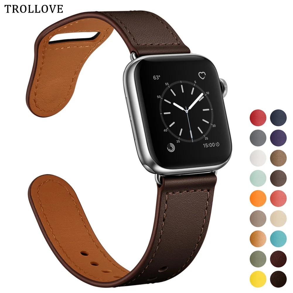 

Genuine Leather Loop Band For Apple Watch 38MM 42MM Series 3 2 1 Replacement Strap for iwatch 4 40MM 44MM NEW Watchband Bracelet