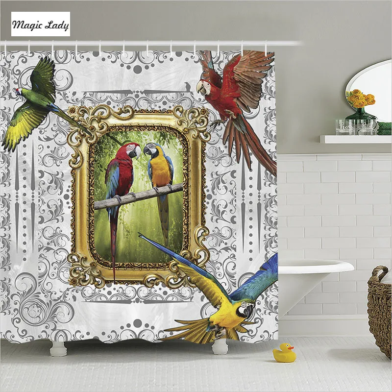 Shower Curtains Luxury Bathroom Accessories Parrots Animal Tropical