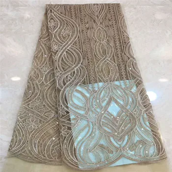 

New arrival Gray African net lace fabric with sequins big Lace Fabric High Quality French Sequins Lace Fabric HJ1015-1
