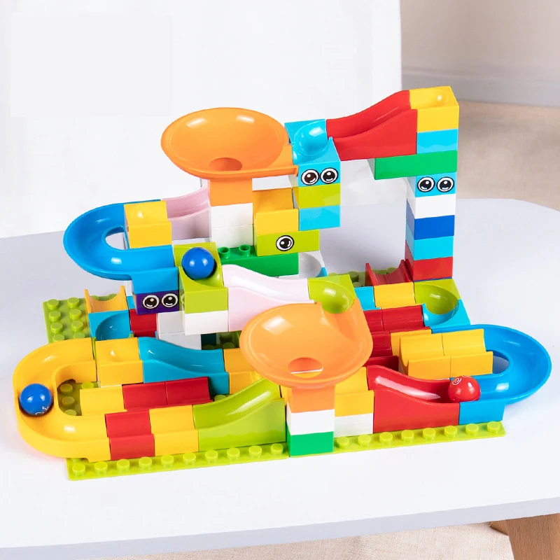

Zhorya 52-208PCS Marble Race Run Maze Ball Track Building Blocks ABS Plastic Funnel Slide Compatible Legoingly Duploingly Gift