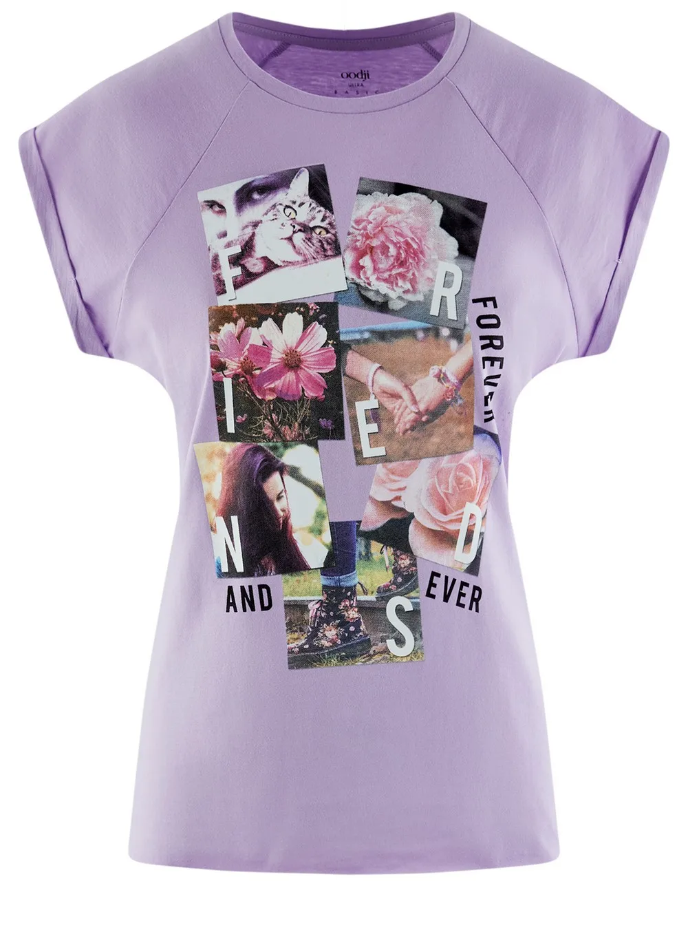oodji Футболка хлопковая с принтом 14707001 44 46154|top tees|t-shirt cottontop cotton |