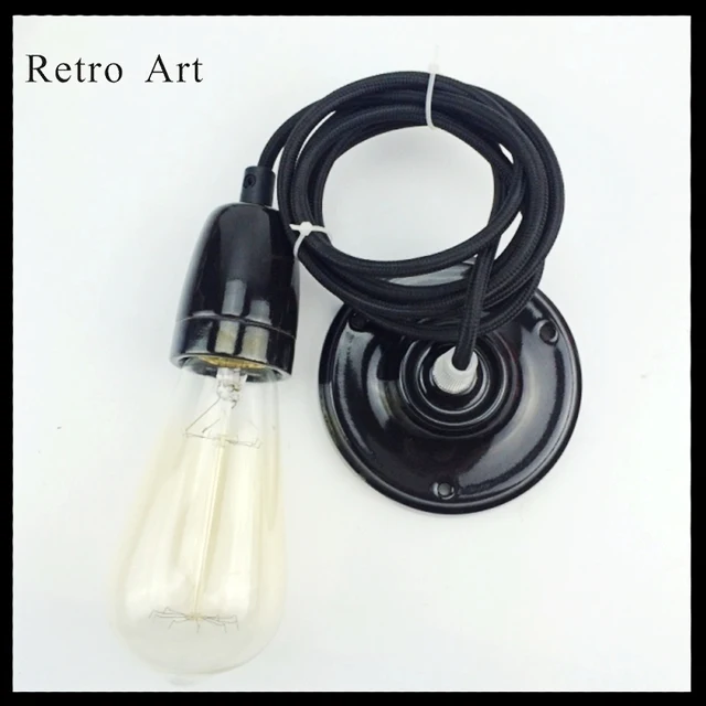 e27 e26 vintage ceiling pendant lamp cord set with ceramic lamp