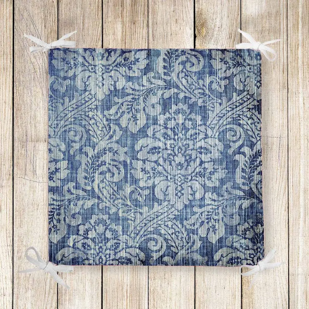 cheap Else Blue White Ottoman Vintage 3d Print Chair Pad Seat Cushion Soft Memory Foam Full Lenght Ties Non Slip Washable Zipper