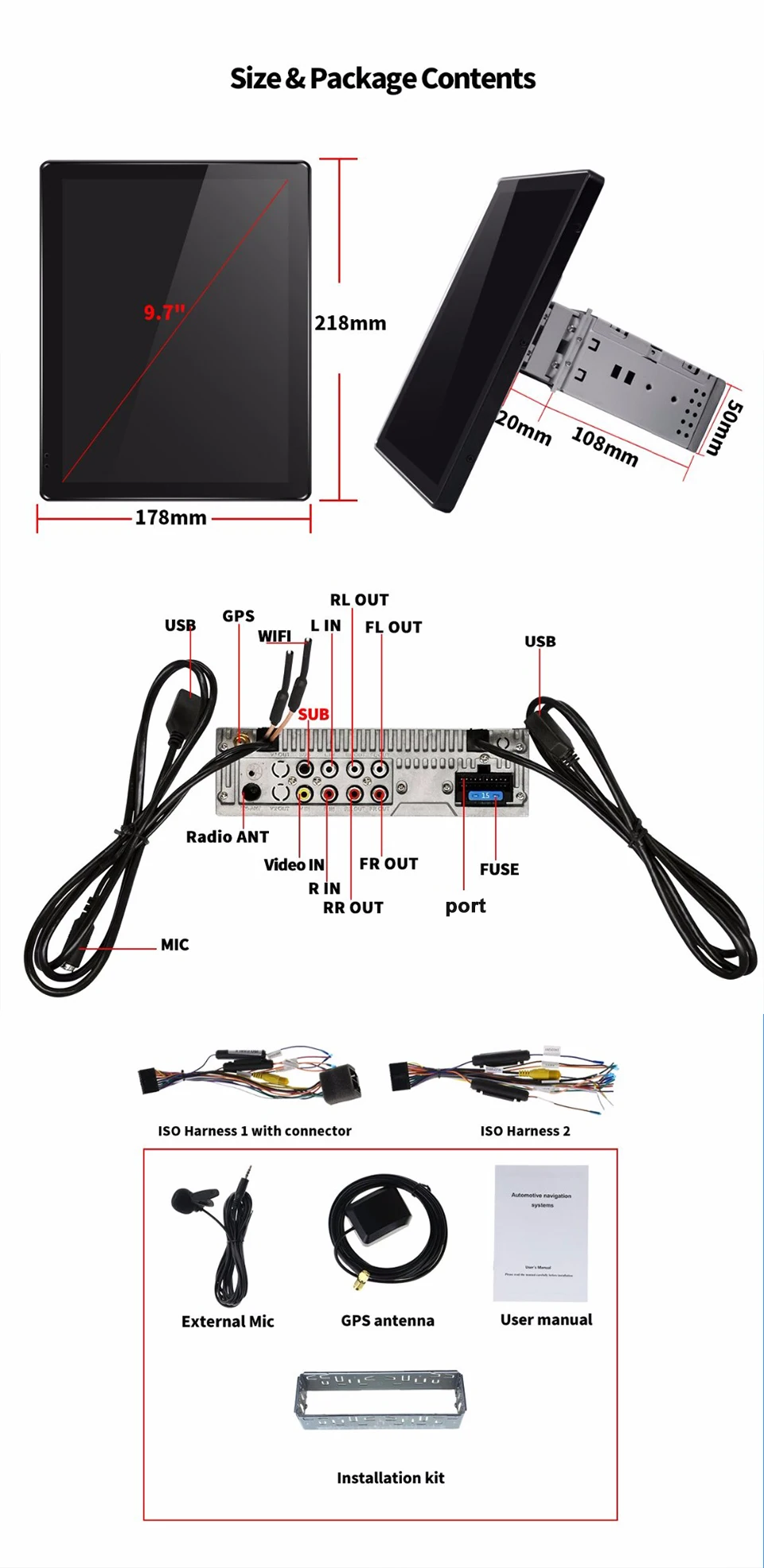 ARKRIGHT Новинка 9,7 ''1 Din 4 Гб+ 64 ГБ Android 8,1 автомагнитола gps/Автомобильный dvd-плеер/Универсальный мультимедийный плеер управление рулем