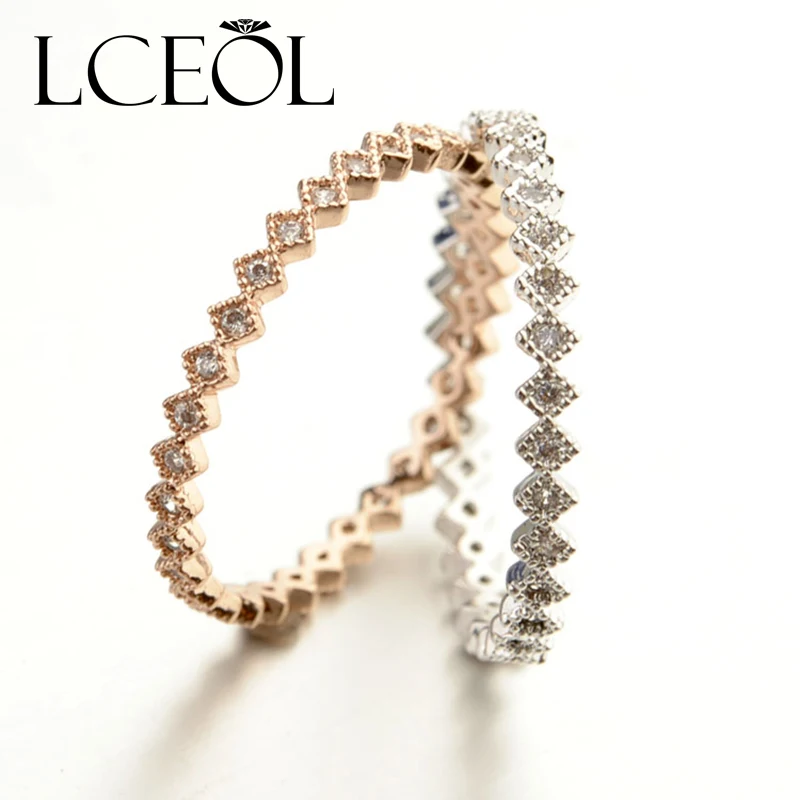 

LCEOL Fashion Rose Gold Colour Rings Delicate Joker Style Knuckles beautiful Small Ring AAA Fashion CZ Circle Ring For Women