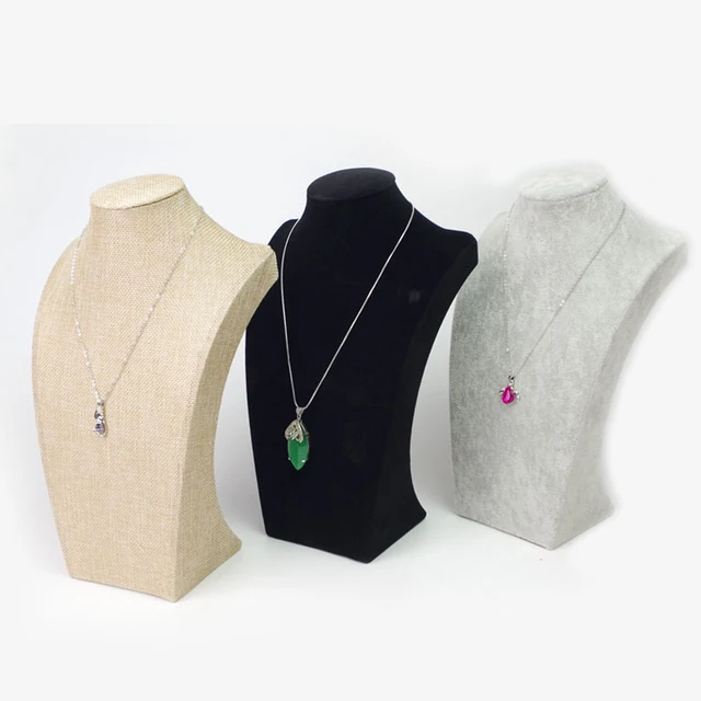 Mannequin Black Jewelry Pendant Display Stand Holder Velvet Necklace