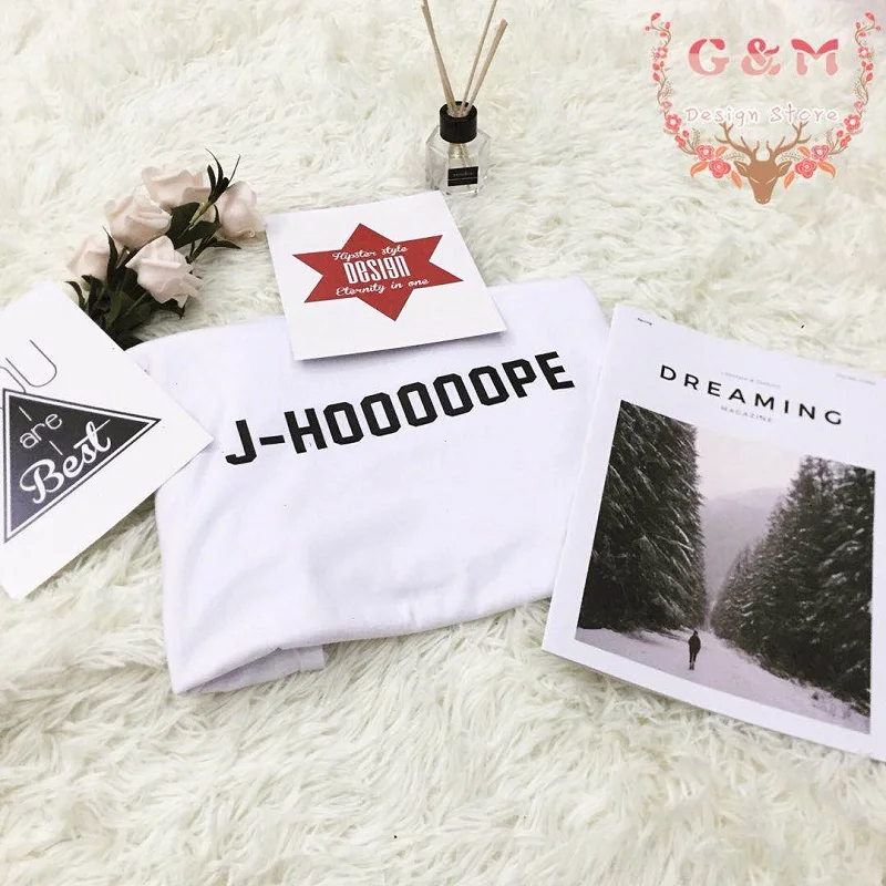 OKOUFEN J-HOOOOOPE J-HOPE tumblr Топы повседневные с буквенным принтом уличная KPOP футболка унисекс модная футболка Графический крутой милый