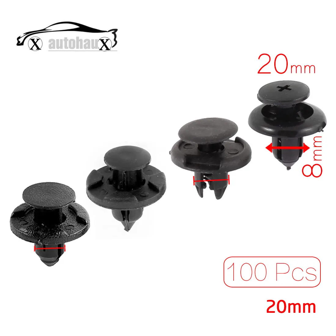 Uxcell 100 Pcs Fit Hole 8Mm Head 20Mm Plastic Expanding Screws Auto Car