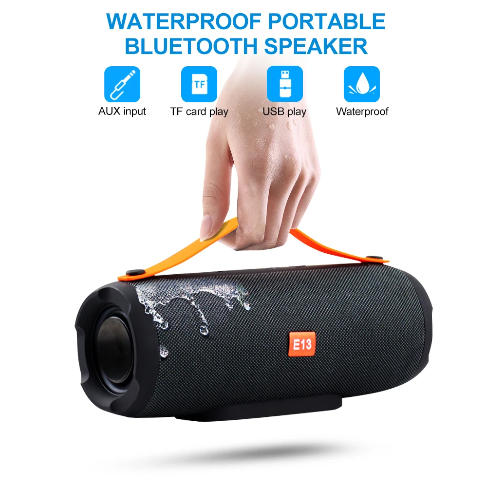 

E13 Wireless Bluetooth Speaker Column Outdoor Portable Speaker Computer 2.1 Sound System Music Player Boom Box AUX USB FM TF