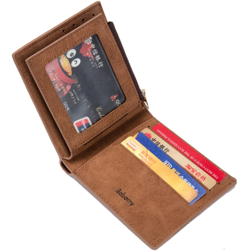 

High Quality money clip PU leather men's retro wallet Bank card package Internal zipper pocket Coin Bag