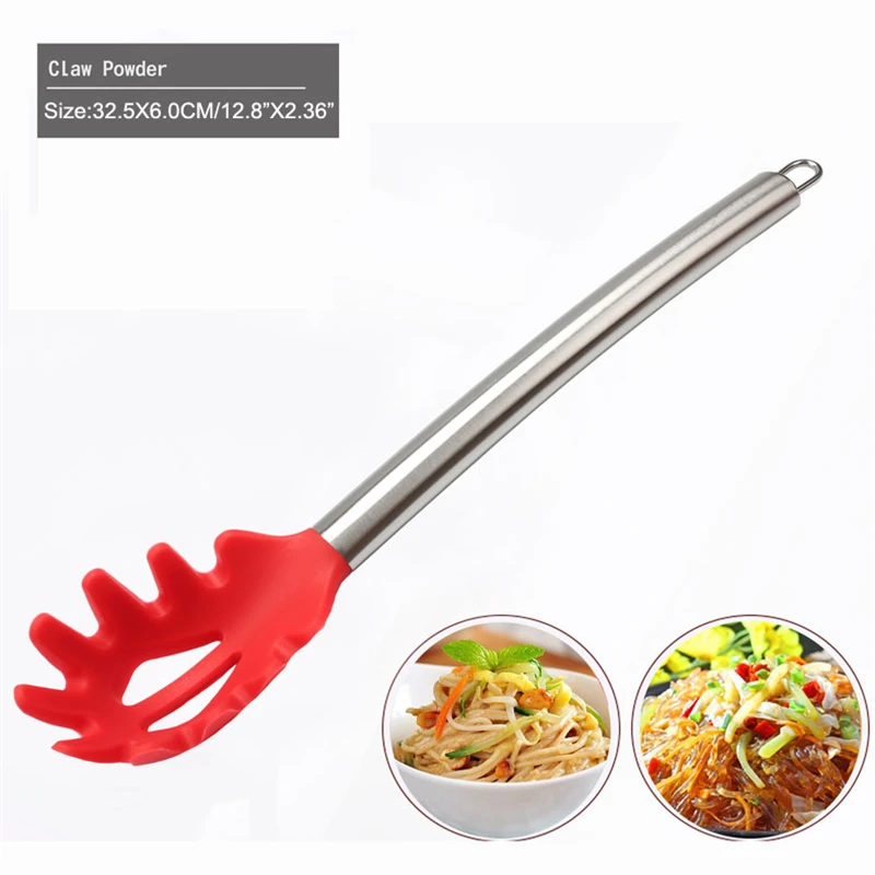 Kitchen Cooking Tools 5 Styles Silicone Cookware Set Colander Spaghetti Spoon Stainless Steel Handle Heat Resistant D0020