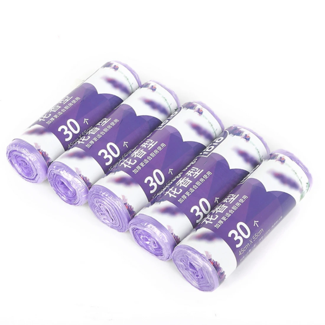 

HIPSTEEN 5 Rolls Lavender Scent Rubbish Trash Can Household Kitchen Thicken Garbage Bag