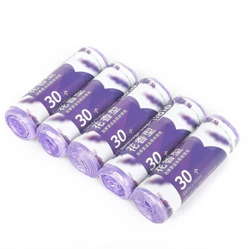 

HIPSTEEN 5 Rolls Lavender Scent Rubbish Trash Can Household Kitchen Thicken Garbage Bag