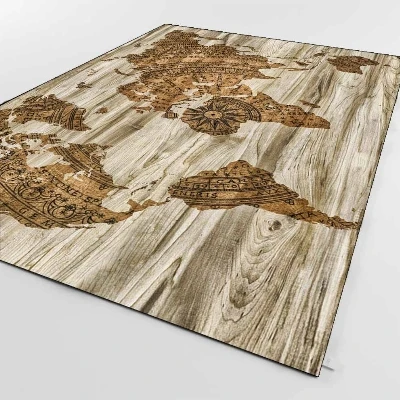 Else коричневый стареющий деревянный мир карта земли винтажный 3d принт Нескользящая микрофибра для гостиной декоративный современный моющийся коврик