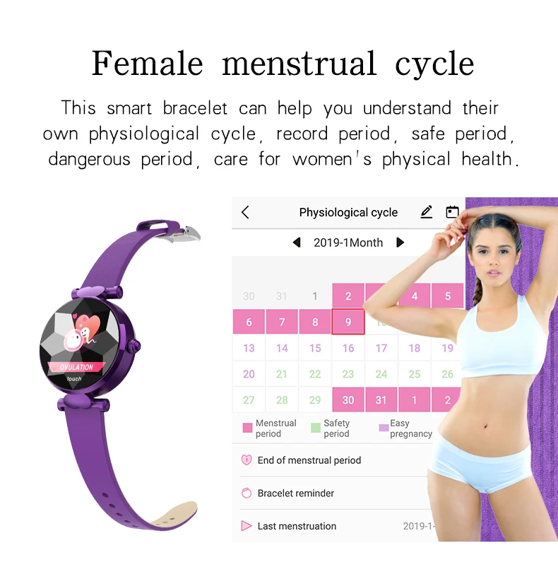B80 женские умные часы пульсометр Монитор артериального давления многоспортивный режим браслет IP67 Водонепроницаемый Фитнес браслет