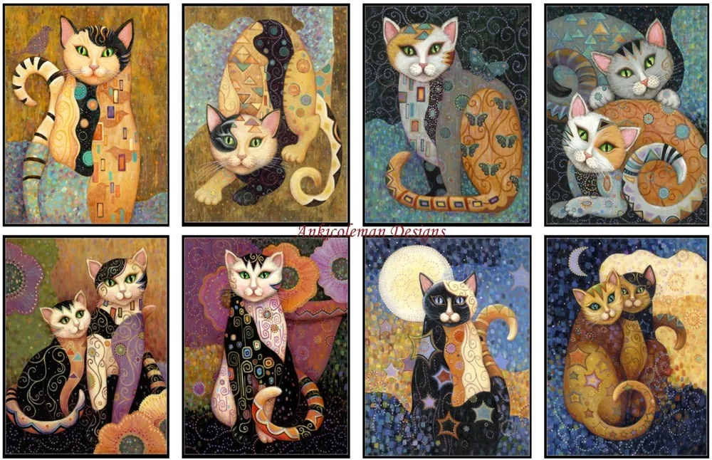 Billige Stickerei Gezählt Kreuz Stich Kits Hand Handwerk 14 ct DMC Farbe DIY Kunst Handgemachte Decor Decor Katze Sammlung 2