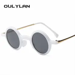 Oulylan маленькие круглые очки Для женщин ретро леопард черный половина из металла Винтаж Круглые Солнцезащитные очки для Для мужчин UV400